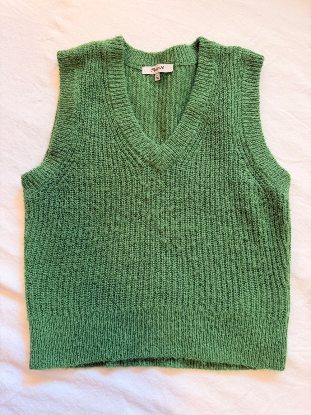 Madewell Green V-Neck Knit Sweater Vest